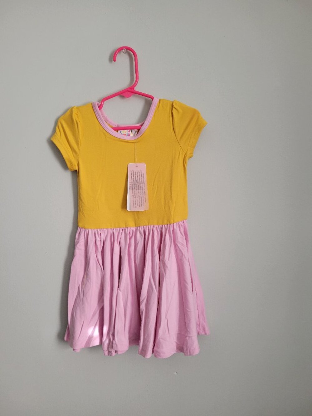 Dot Dot Smile Dress Girl's 2T Toddler Yellow & Pink Twirl Cap Sleeve NWT